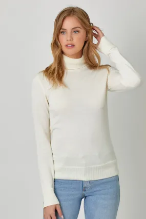 Fitted Turtleneck Sweater in Ivory