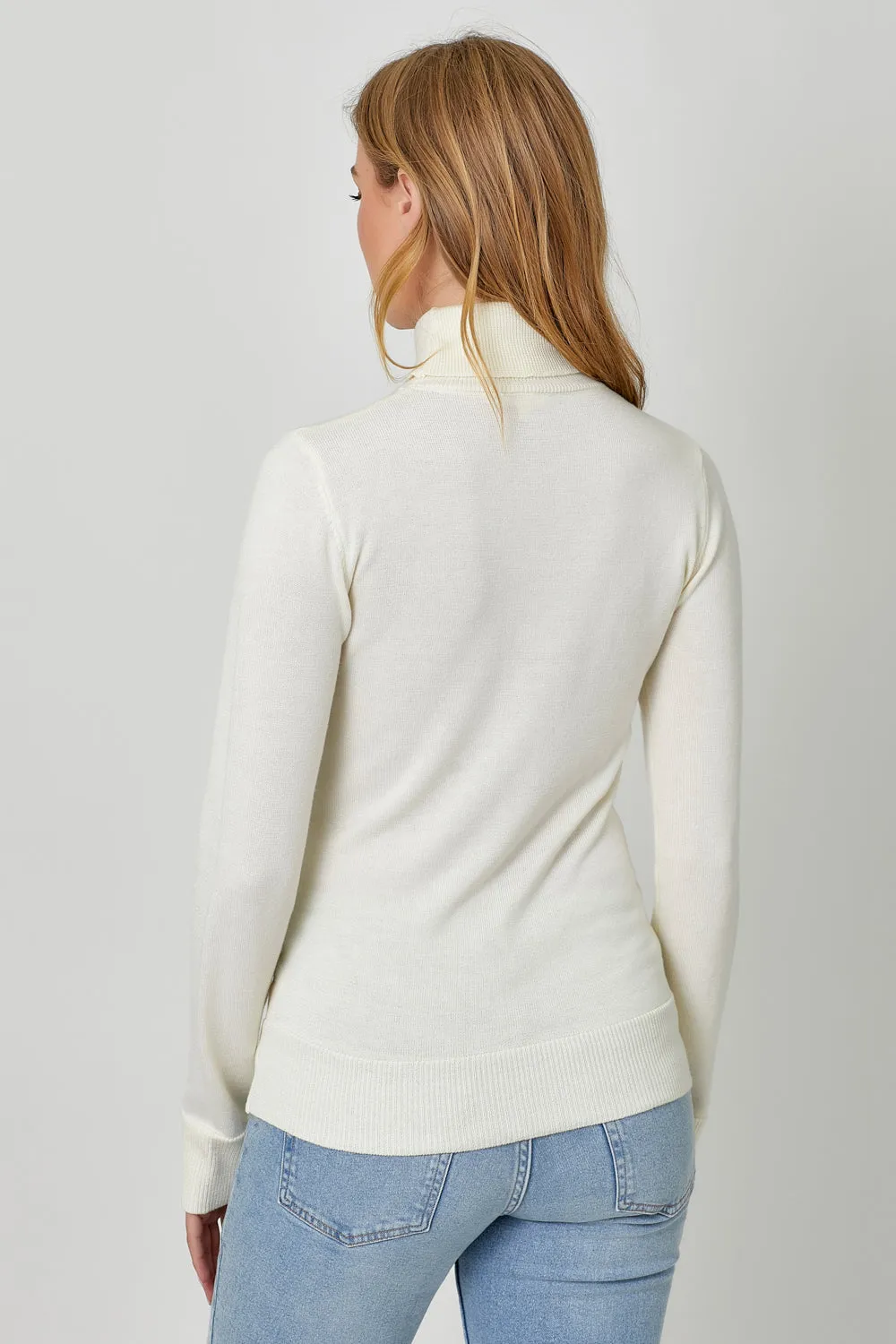 Fitted Turtleneck Sweater in Ivory