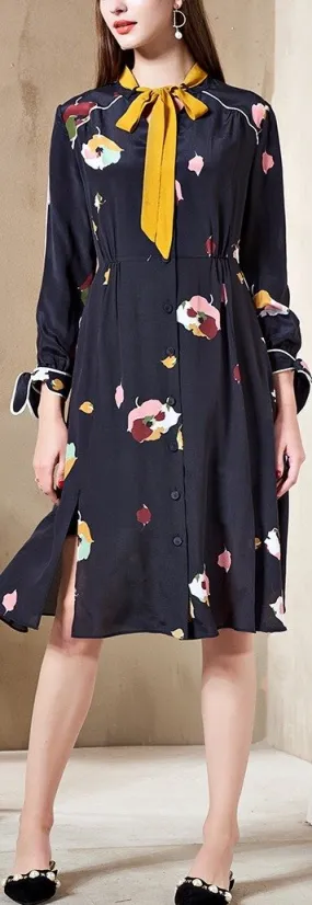 Floral-Print Silk Shirt-Dress