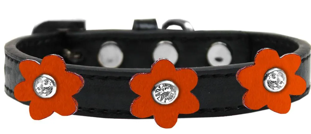 Flower Premium Collar Black With Orange Flowers Size 20