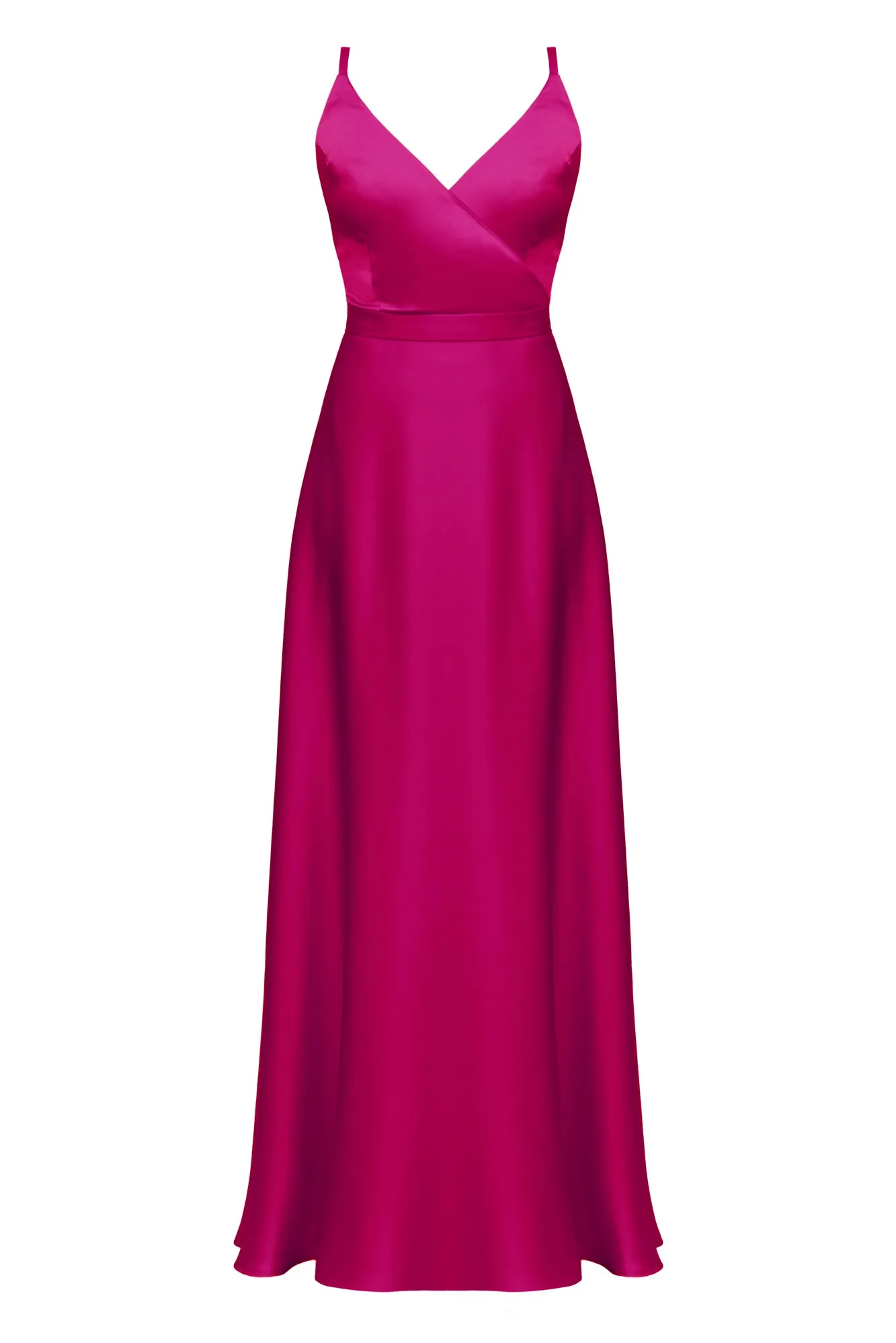 FREYA fuchsia pink satin long evening dress