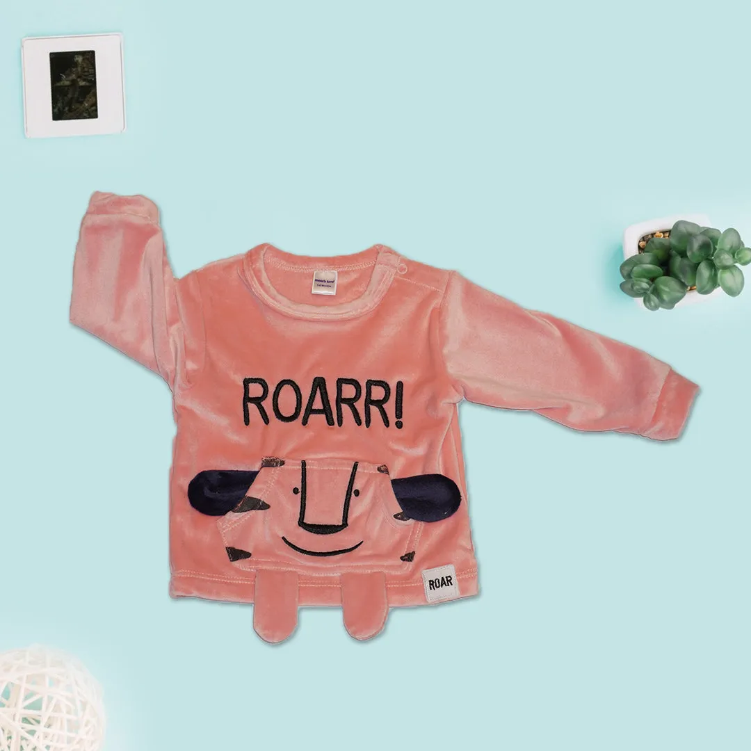 Full Sleeves Sweatshirt and Joggers for Kids - Pink and Brown