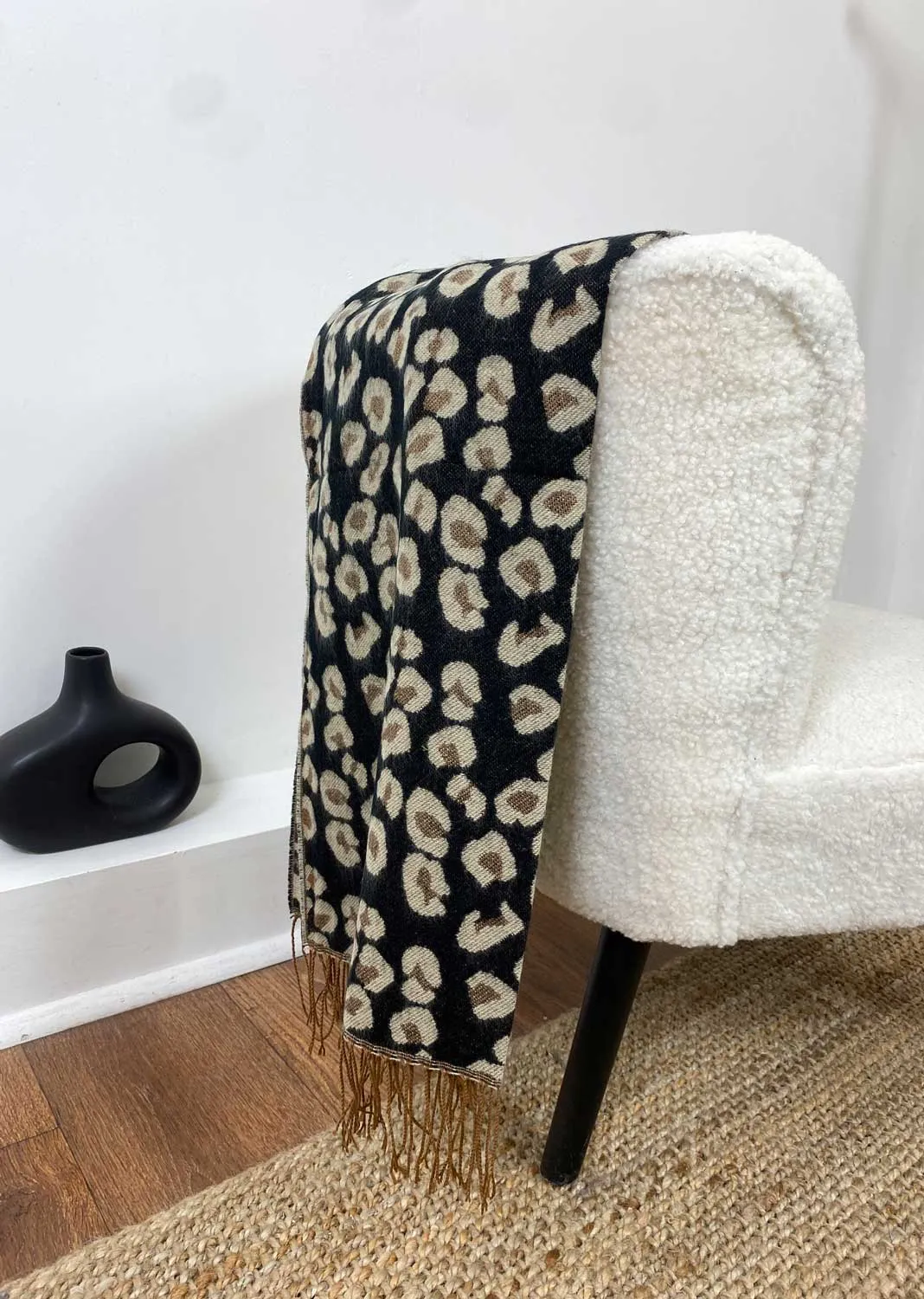 Gigi Leopard Scarf in Black