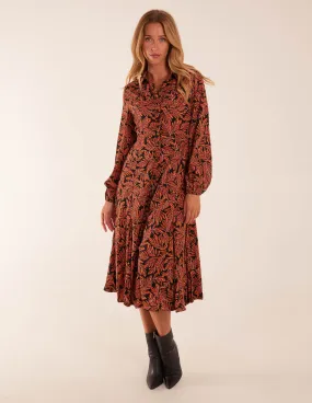 Godet Midi Shirt Dress