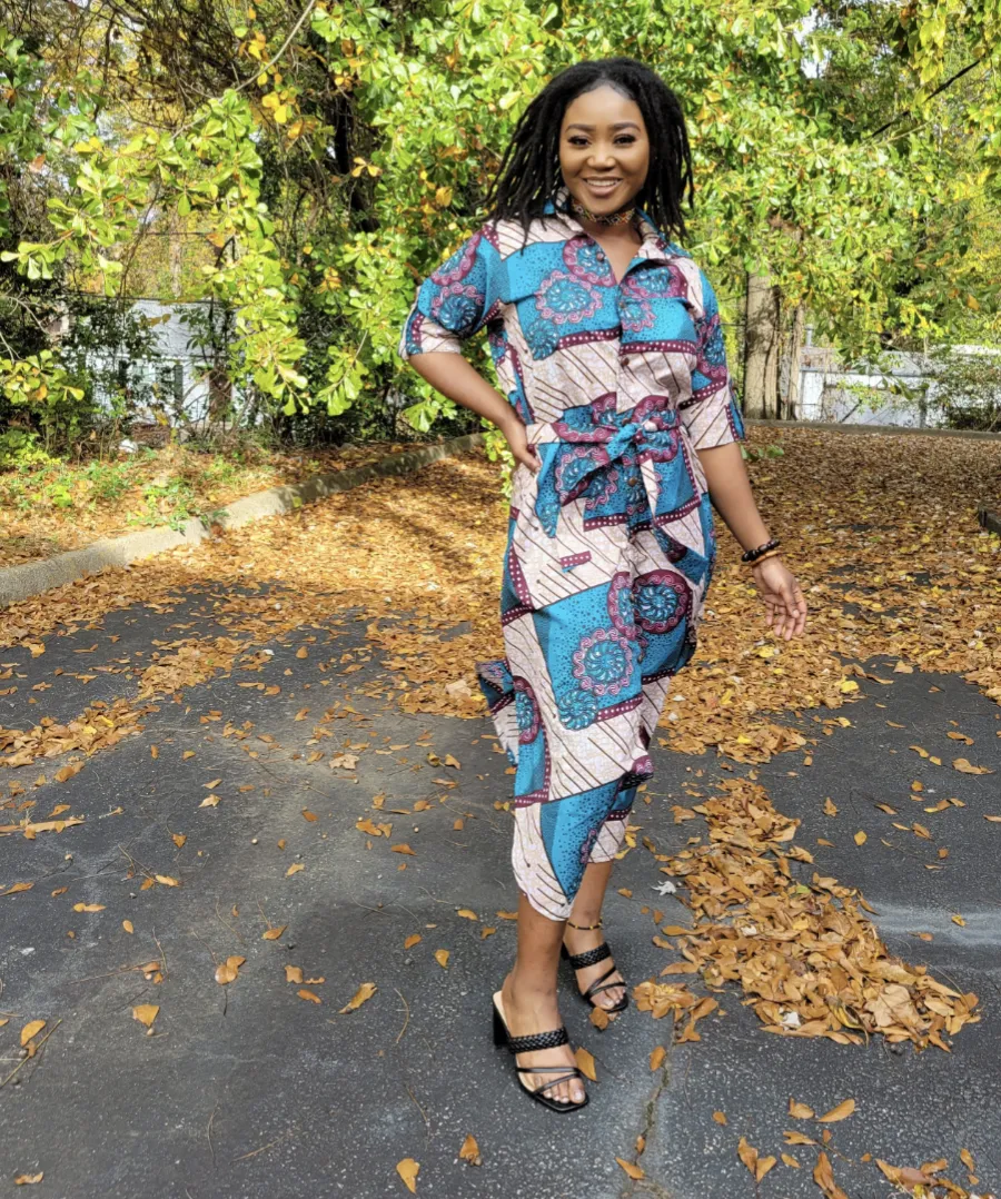 Gracie African print Ankara button down Midi Shirt Dress - DP5004D1