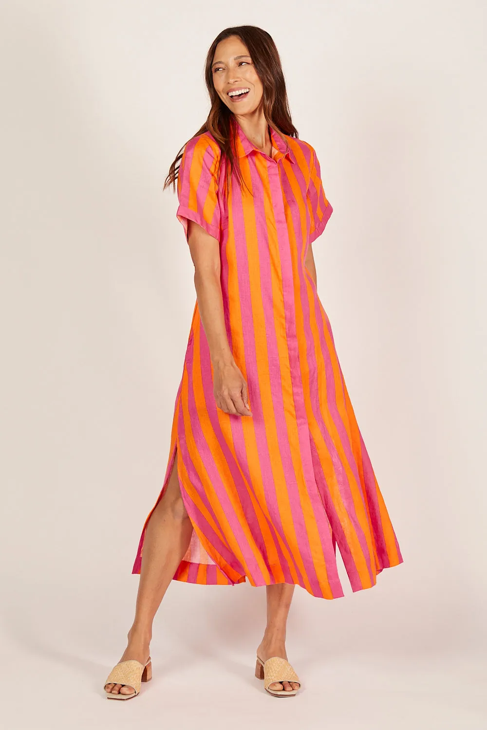 Gracie Linen Shirt Dress in Afterglow