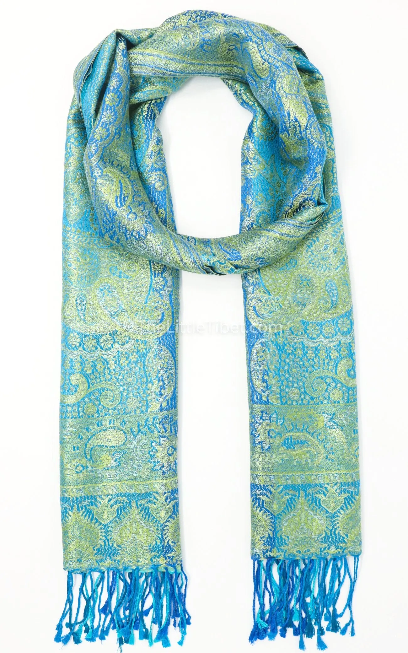 Grayce Green Silk Pashmina - MCL212