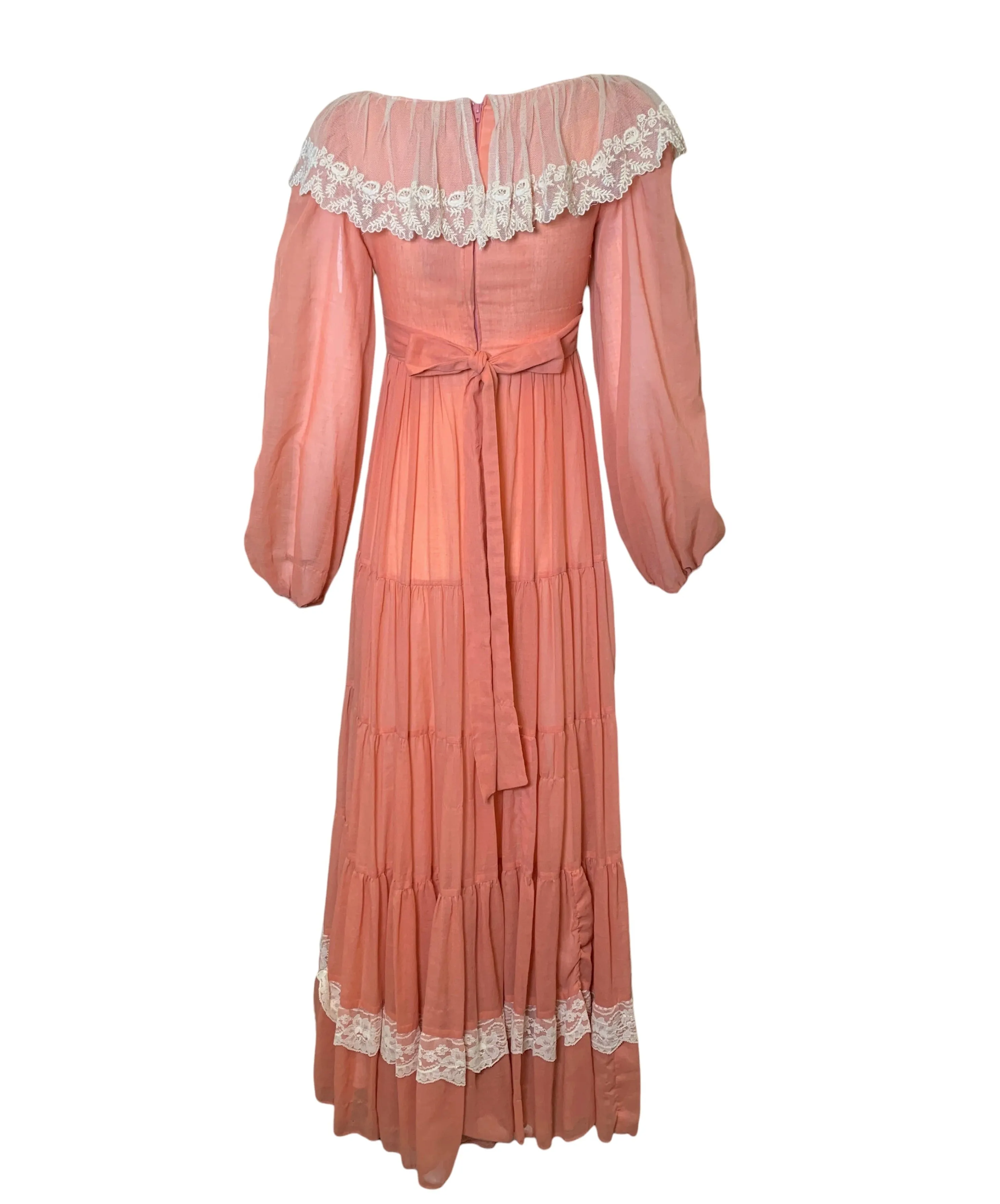 Gunne Sax 70s Salmon Pink Prairie Dress AS IS