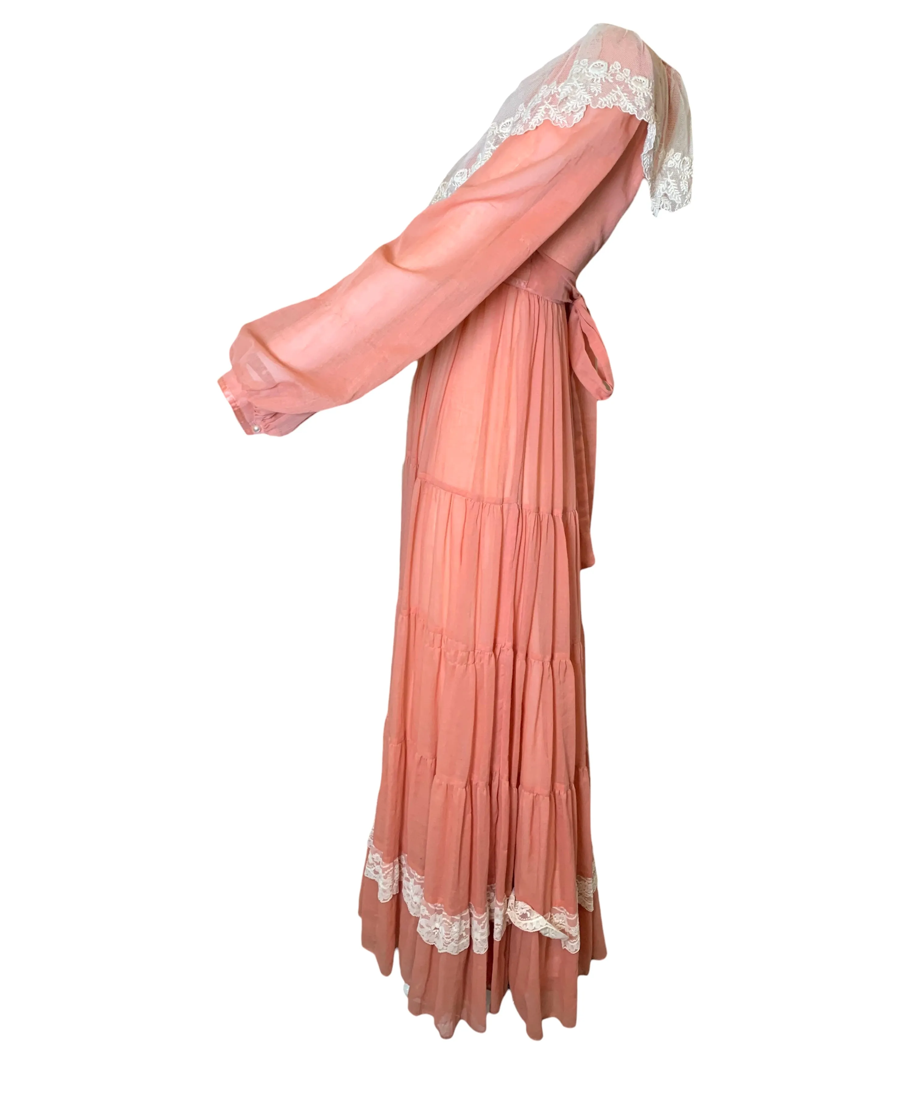 Gunne Sax 70s Salmon Pink Prairie Dress AS IS