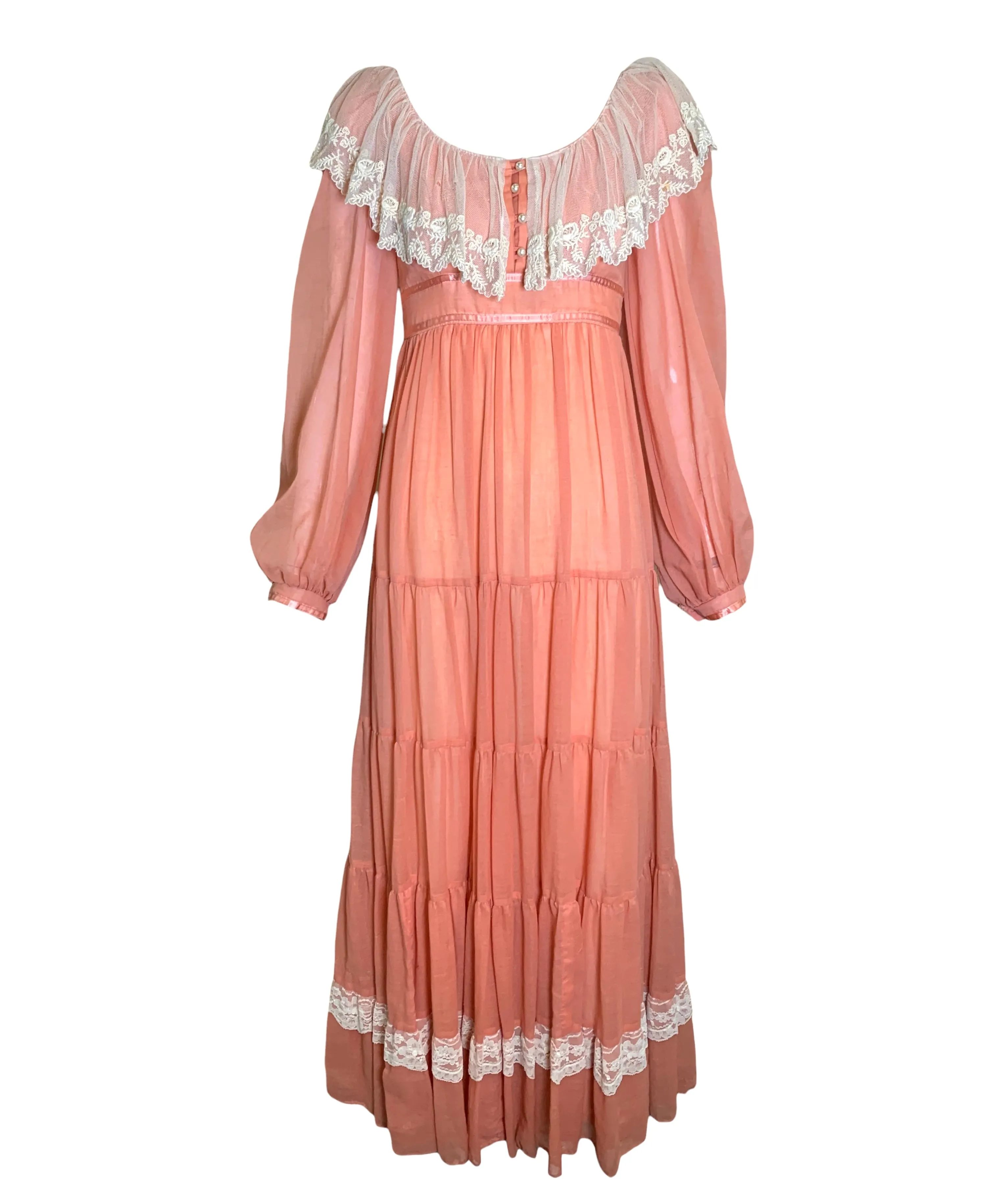 Gunne Sax 70s Salmon Pink Prairie Dress AS IS