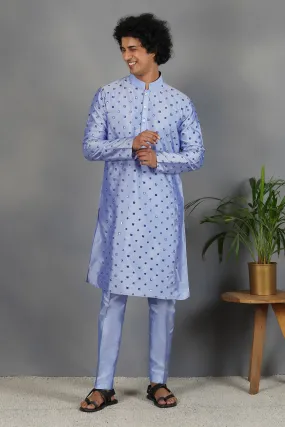 Halka Neela - Foil Mirror & Silk - Kurta Set