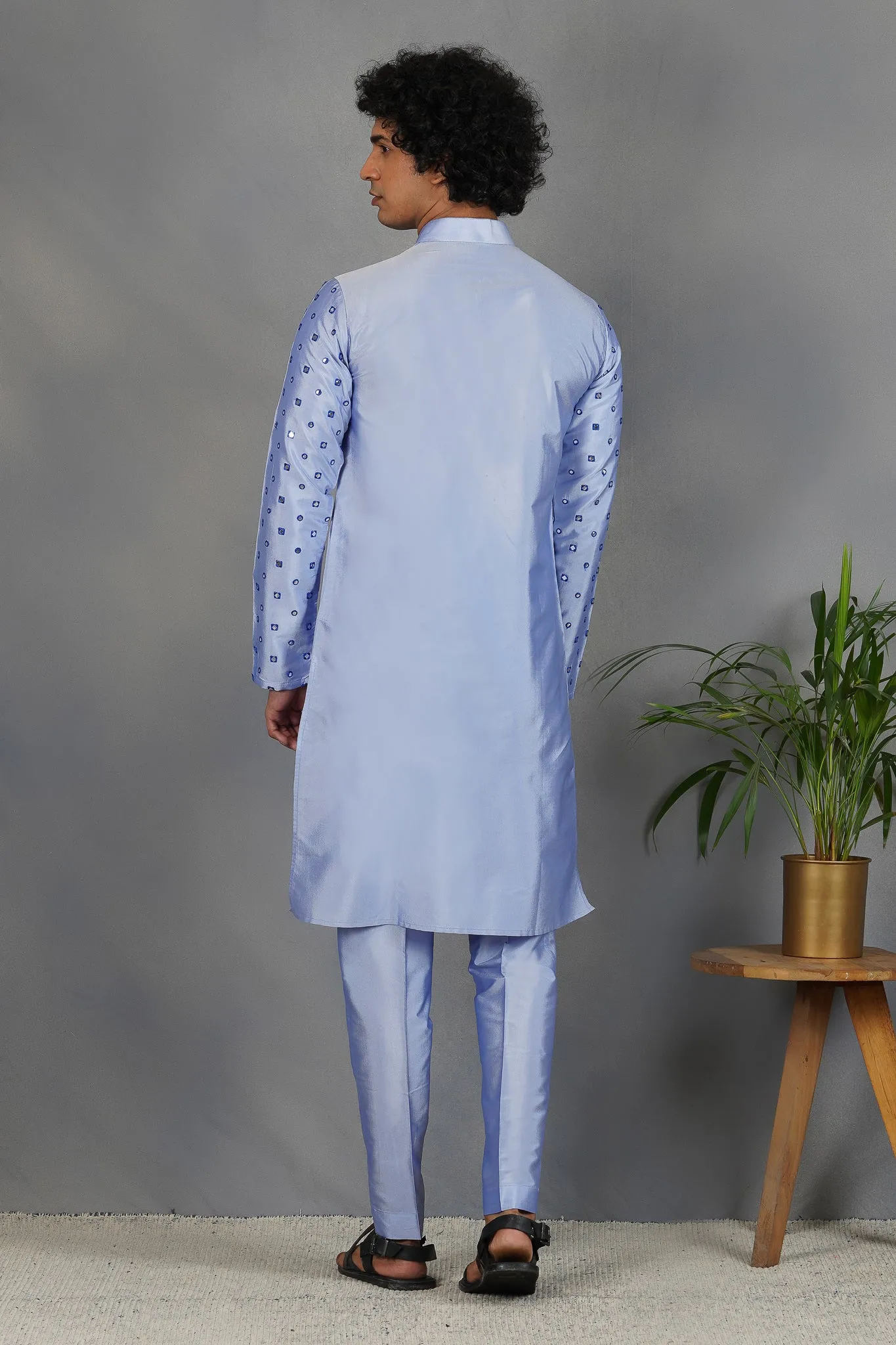 Halka Neela - Foil Mirror & Silk - Kurta Set