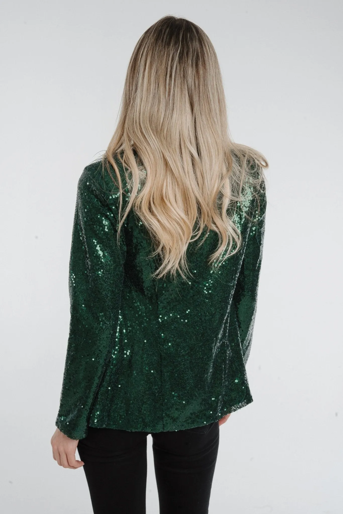 Holly Sequin Blazer In Green