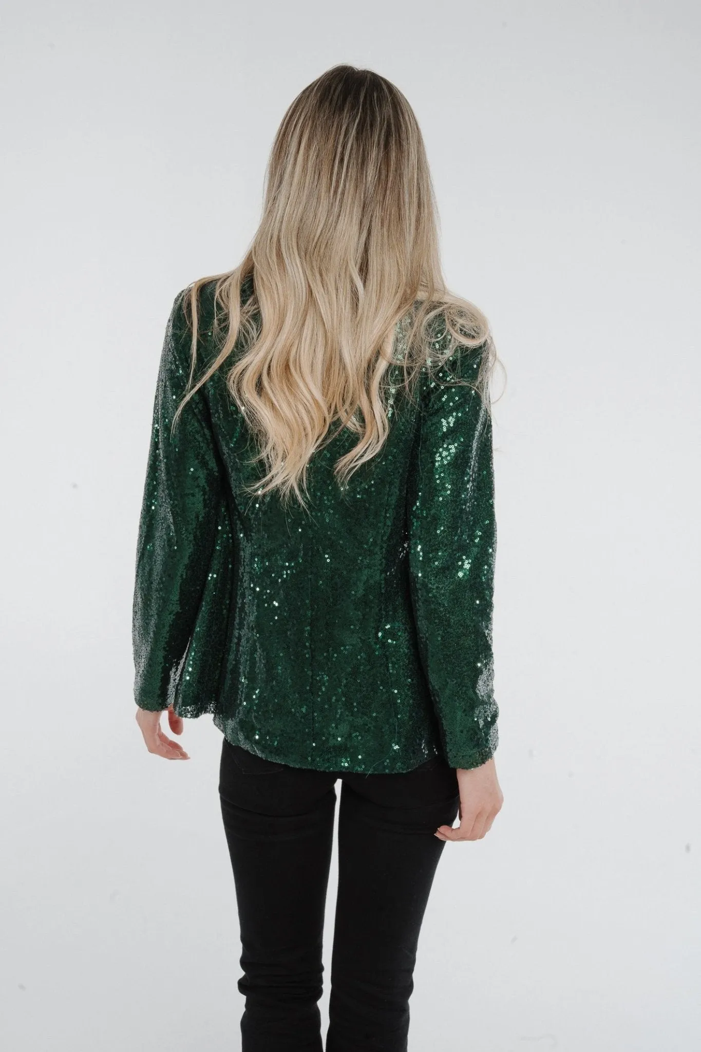 Holly Sequin Blazer In Green