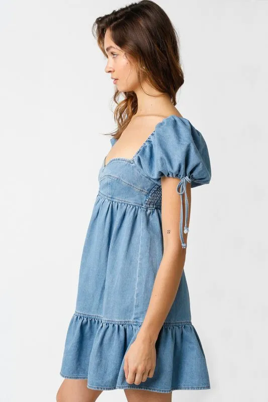 Jessie Light Denim Babydoll Mini Dress