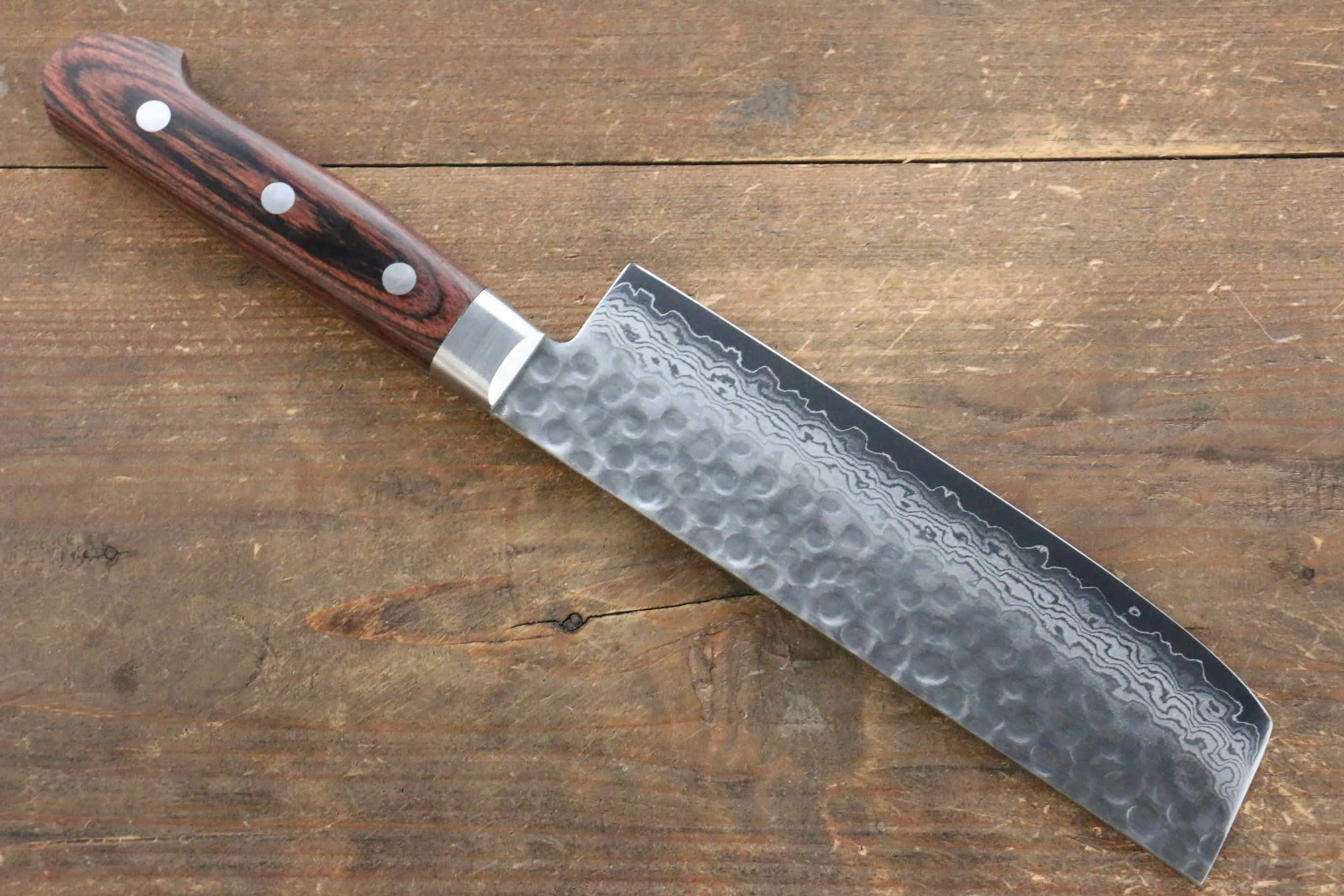 Jikko VG10 17 Layer Nakiri  160mm Mahogany Handle