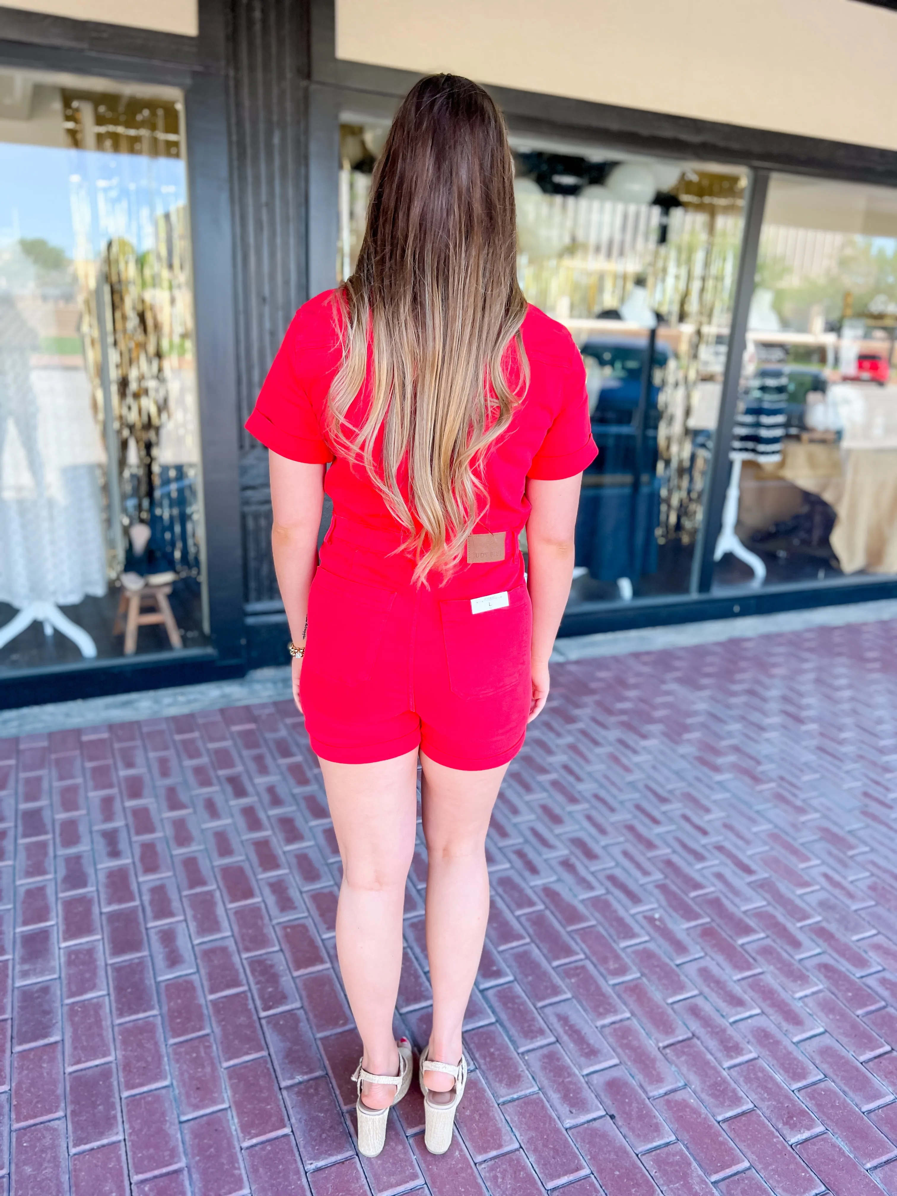 [Judy Blue] The Juni Romper-Red