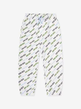 KENZO Boys Logo Print Joggers in Ivory