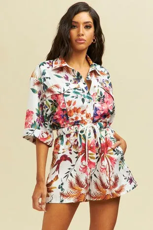 Key Largo Tropical Print Utility Romper *limited*