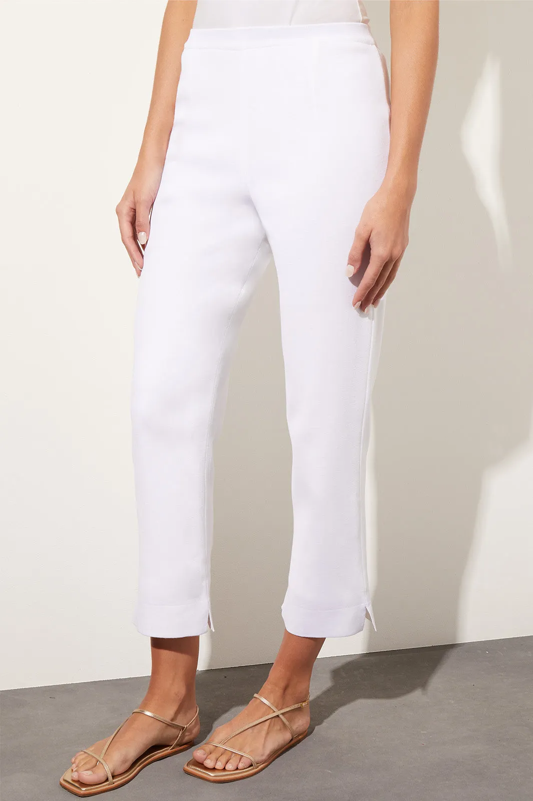 Knit Lined Straight-Leg Ankle Pants