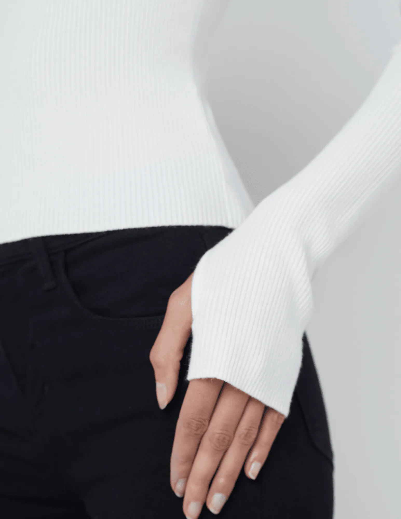 L'Agence Reeves Shoulder Pad Button Detail Turtleneck