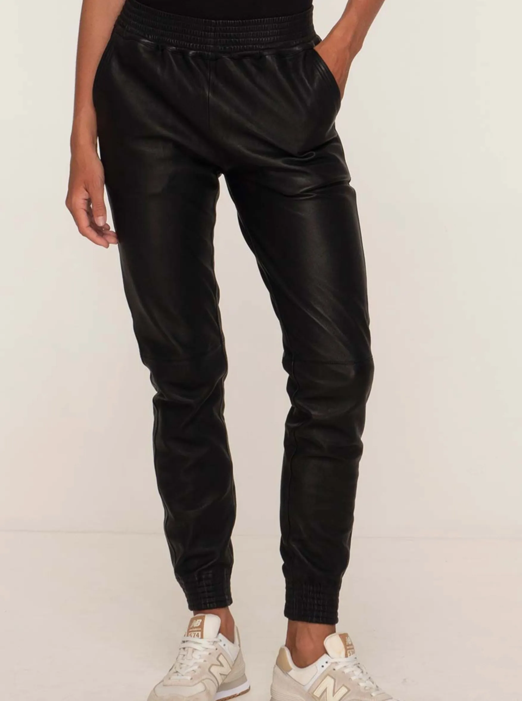 LAUREN LEATHER JOGGER - BLACK