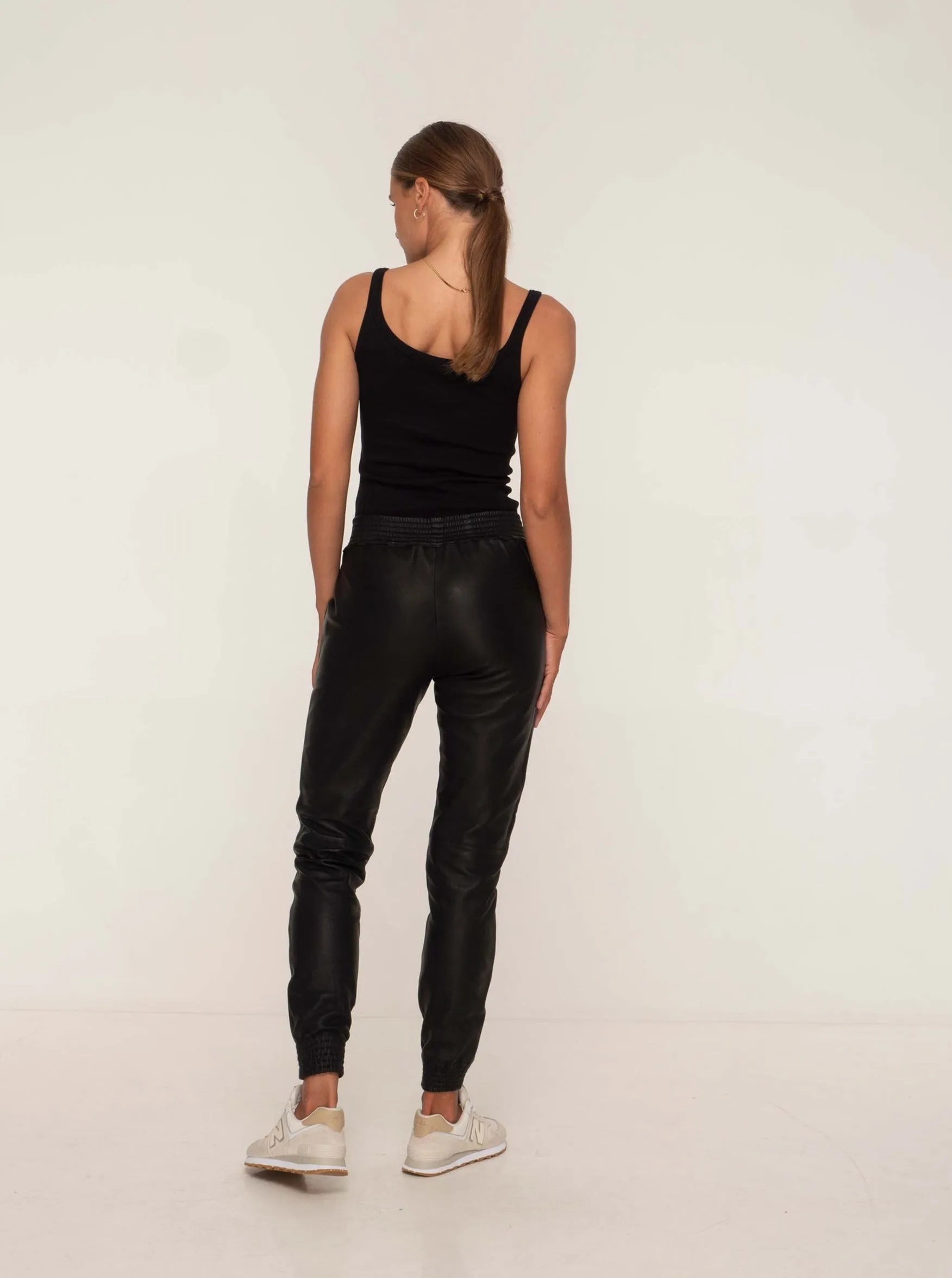 LAUREN LEATHER JOGGER - BLACK