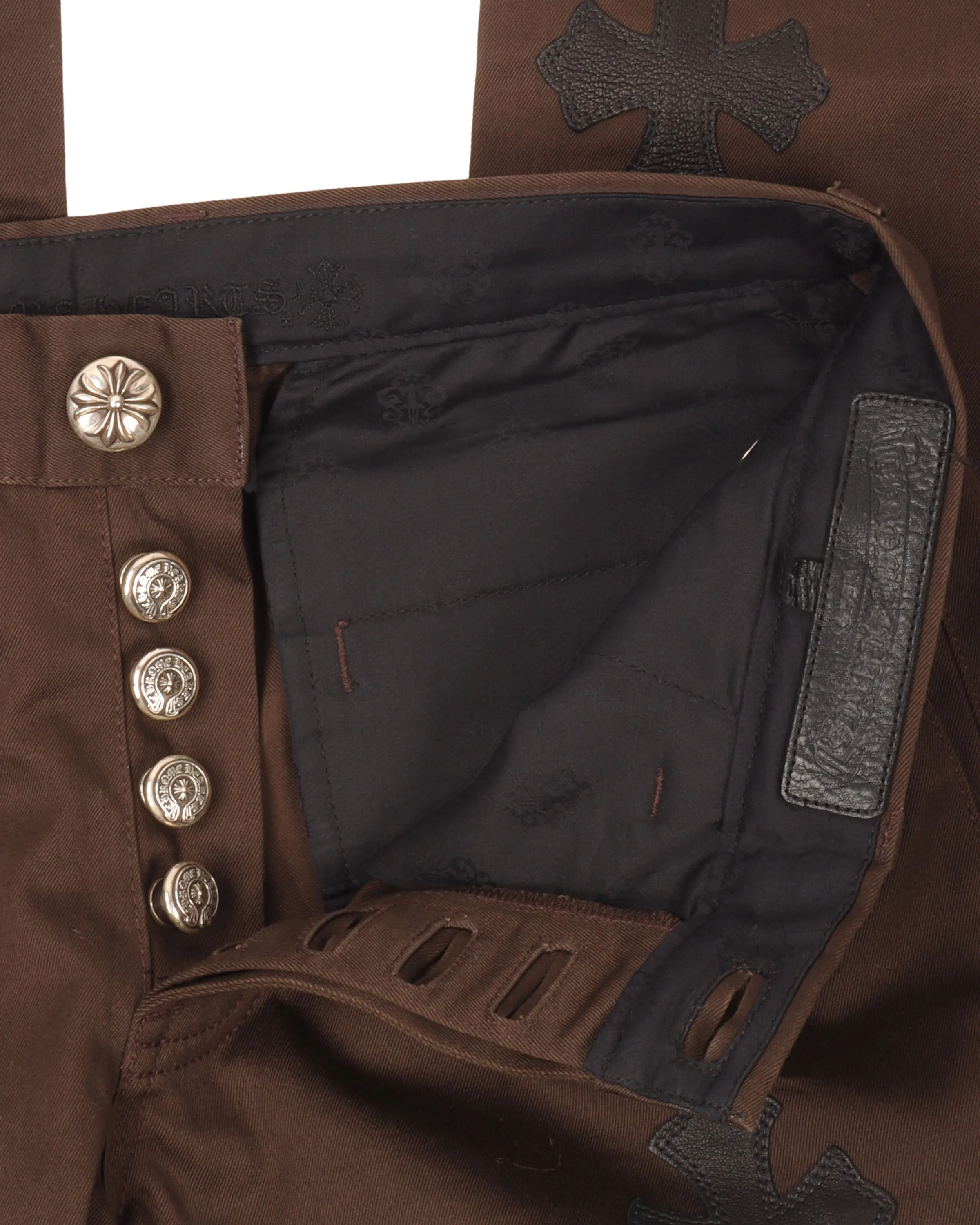 Leather Cross Patch Chino Pants