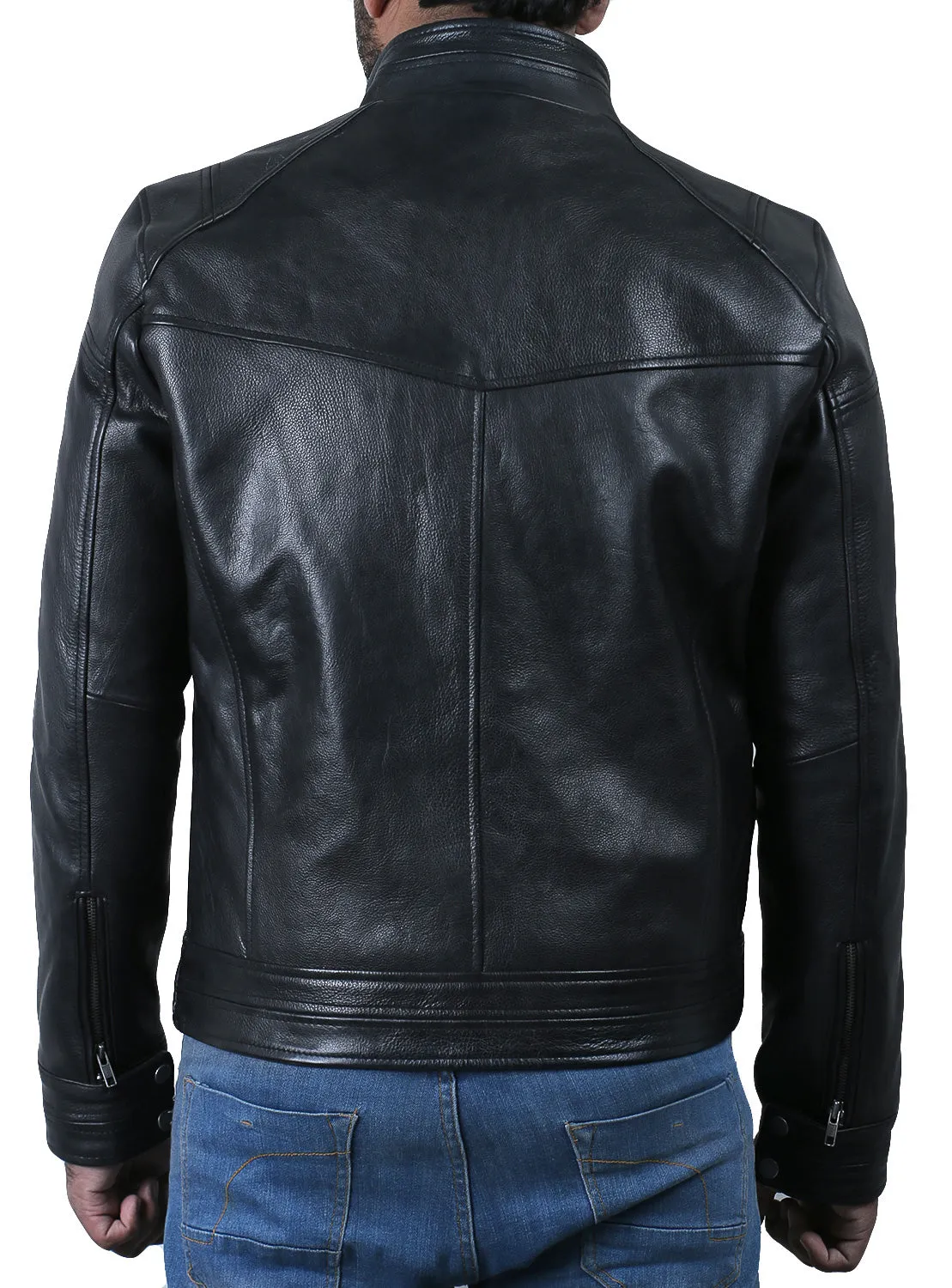 Leather Jackets Hub Mens Genuine Cowhide Leather Jacket (Black, Classic Jacket) - 1501283