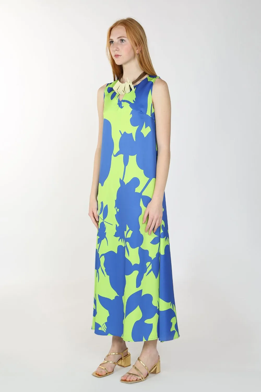 Leaves Print Maxi Dress