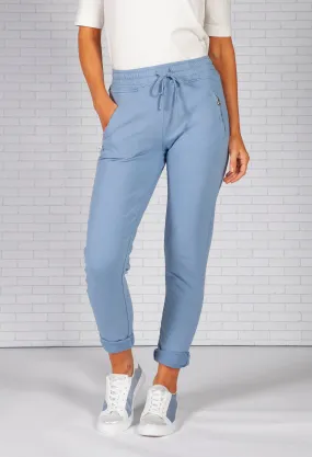 Light Blue Joggers with Side Zip Pockets