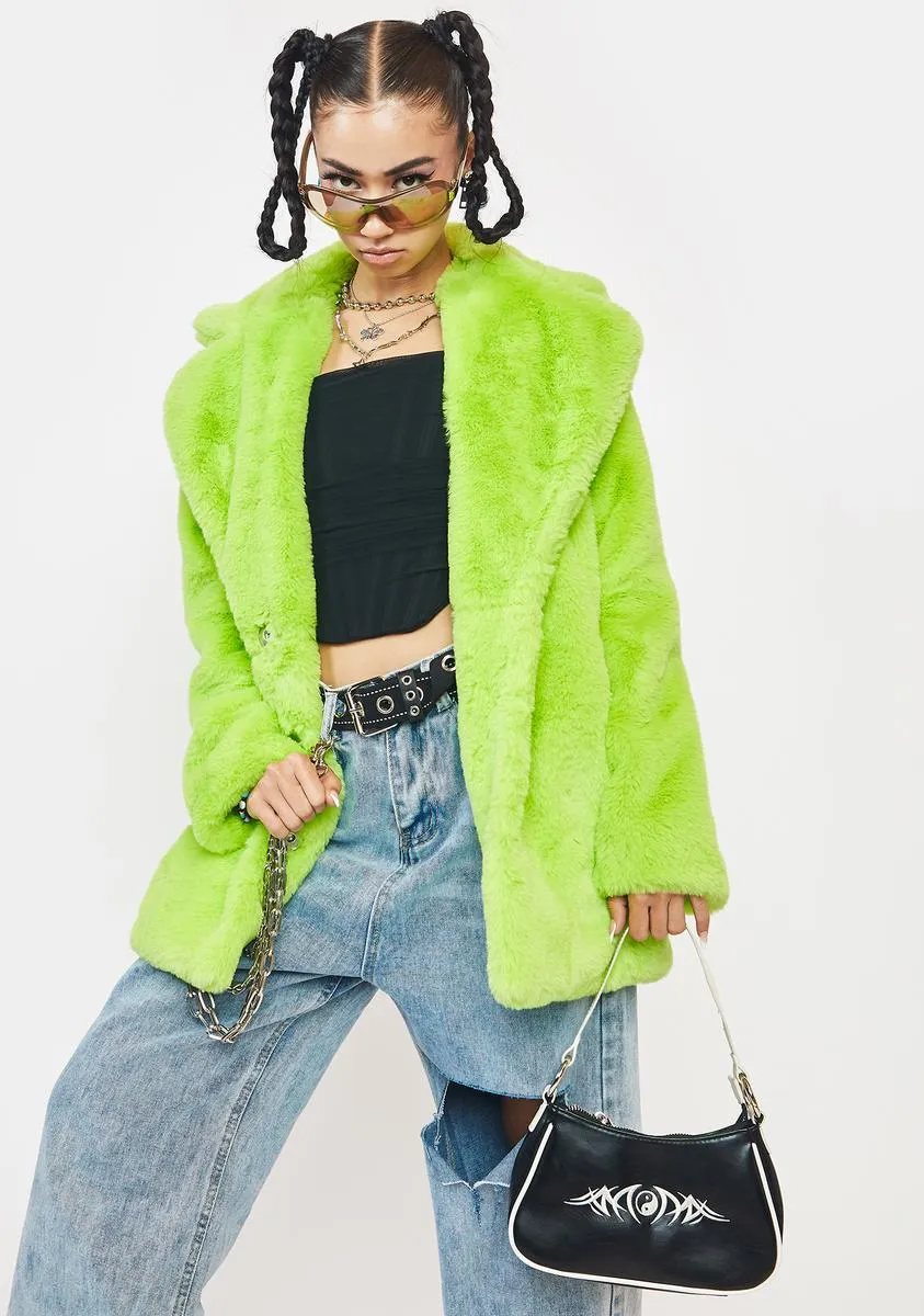 Lime Green Hendrix Faux Fur Coat