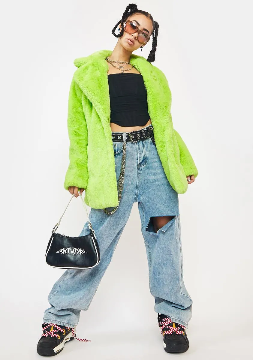 Lime Green Hendrix Faux Fur Coat