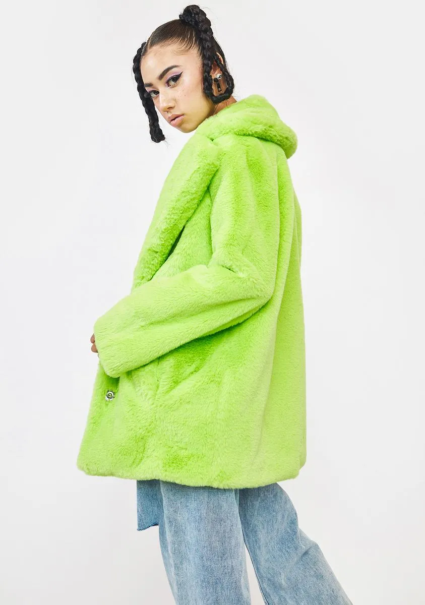 Lime Green Hendrix Faux Fur Coat