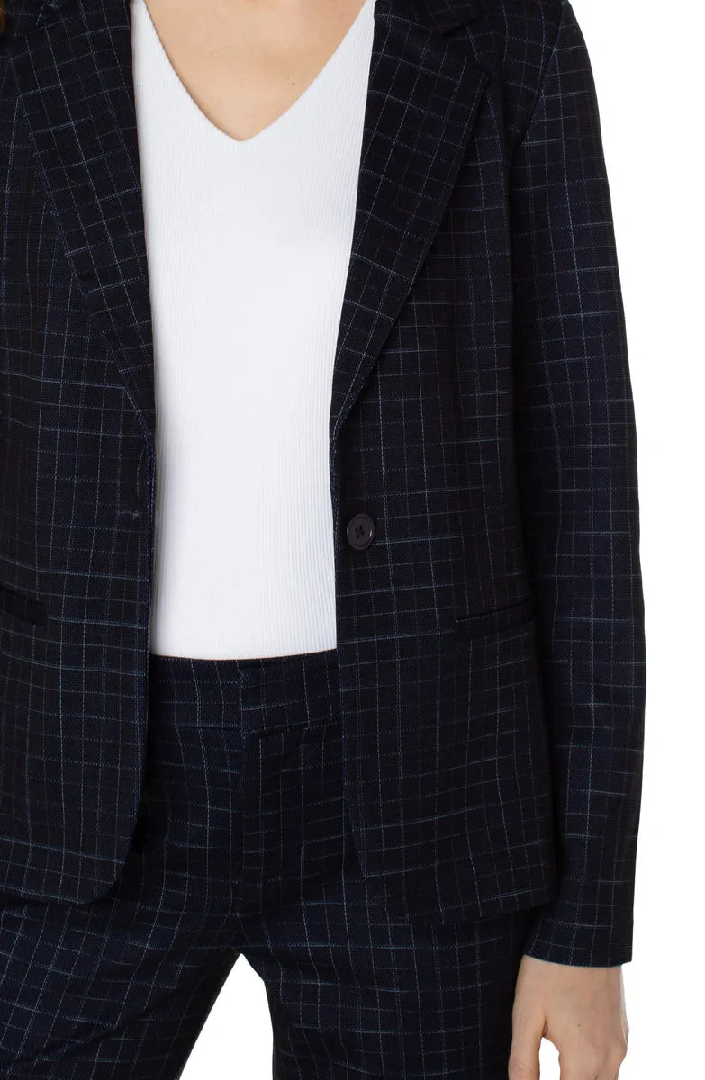 Liverpool's Fitted Blazer (Deep Navy Windowpane)