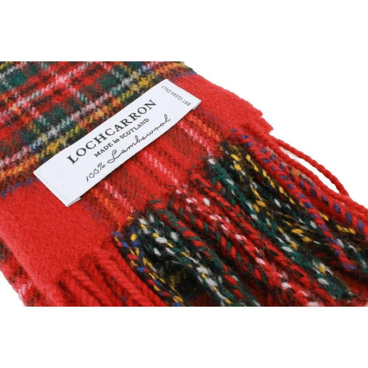 Locharron of Scotland Bowhill Stewart Royal Modern Lambswool Tartan Scarf - Red/Green