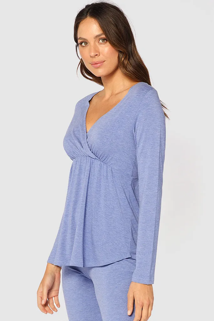 Long Sleeve Cross Front PJ Top - Lavender