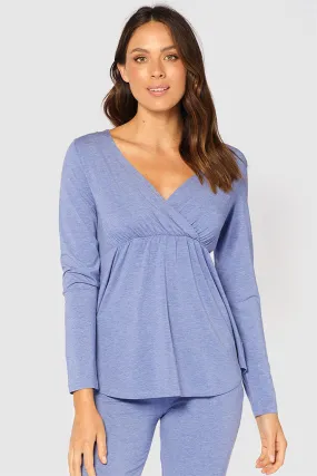 Long Sleeve Cross Front PJ Top - Lavender