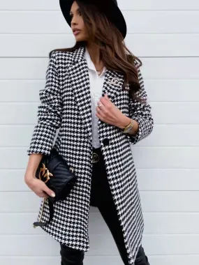 Long Sleeved Lapel One Button Slim stylish Fit checkered Blazer