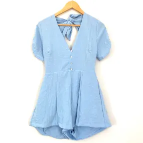 LUSH Light Blue Linen-style Romper NWT- Size S