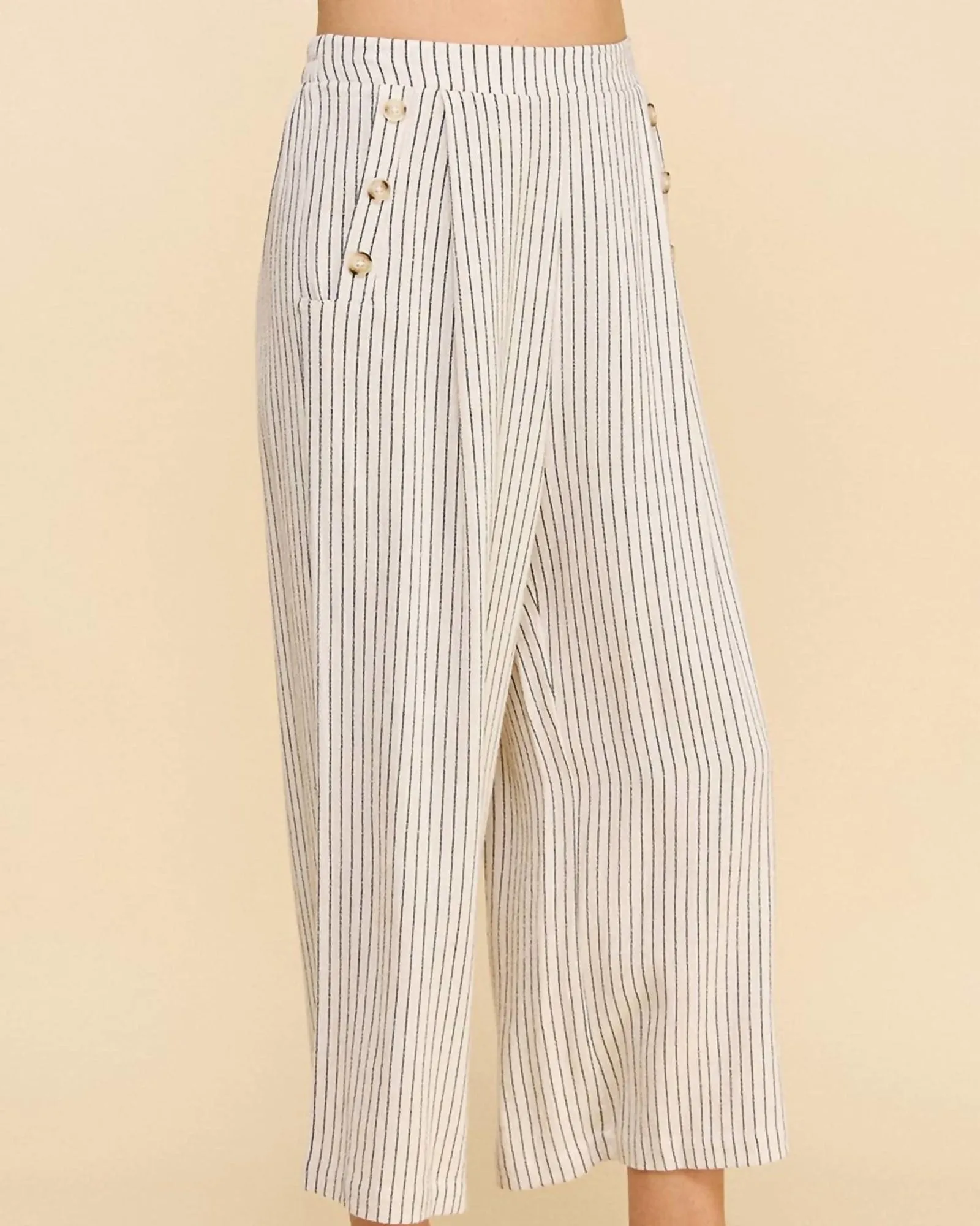 Mabel Stripe Culottes in Natural Black | Natural Black