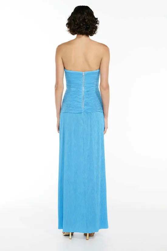 Manning Cartell Double Time Pleat Strapless Dress in Cerulean