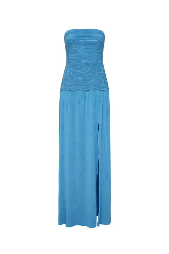 Manning Cartell Double Time Pleat Strapless Dress in Cerulean