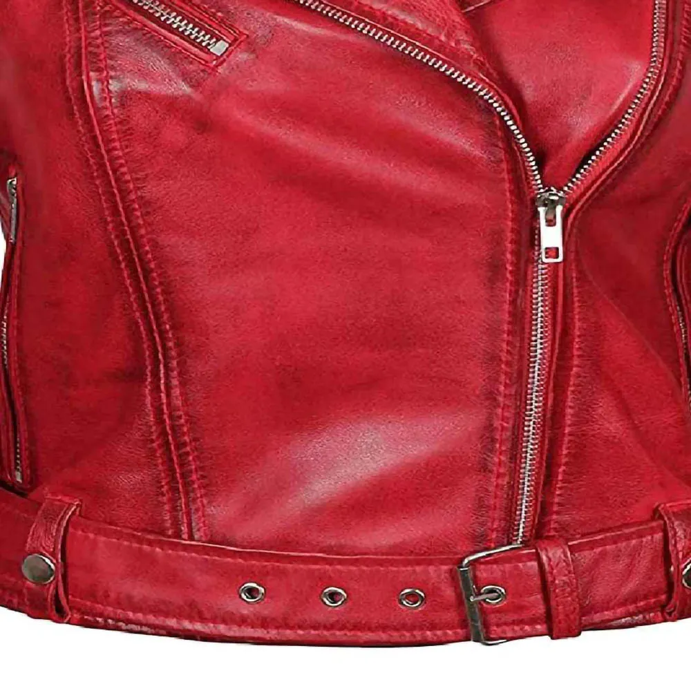 Margaret Red Ladies Leather Jacket