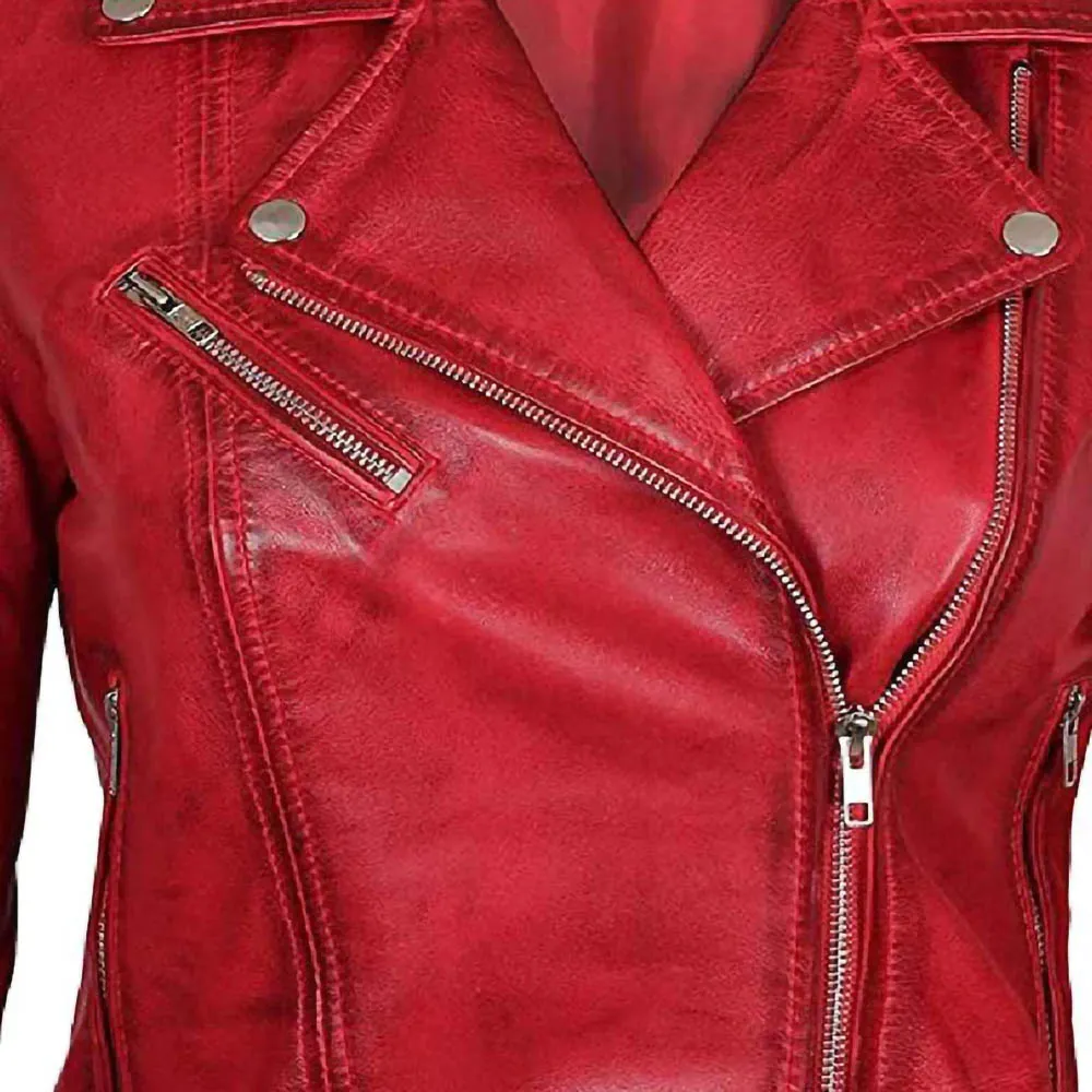 Margaret Red Ladies Leather Jacket