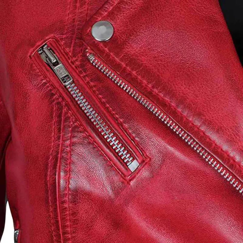 Margaret Red Ladies Leather Jacket