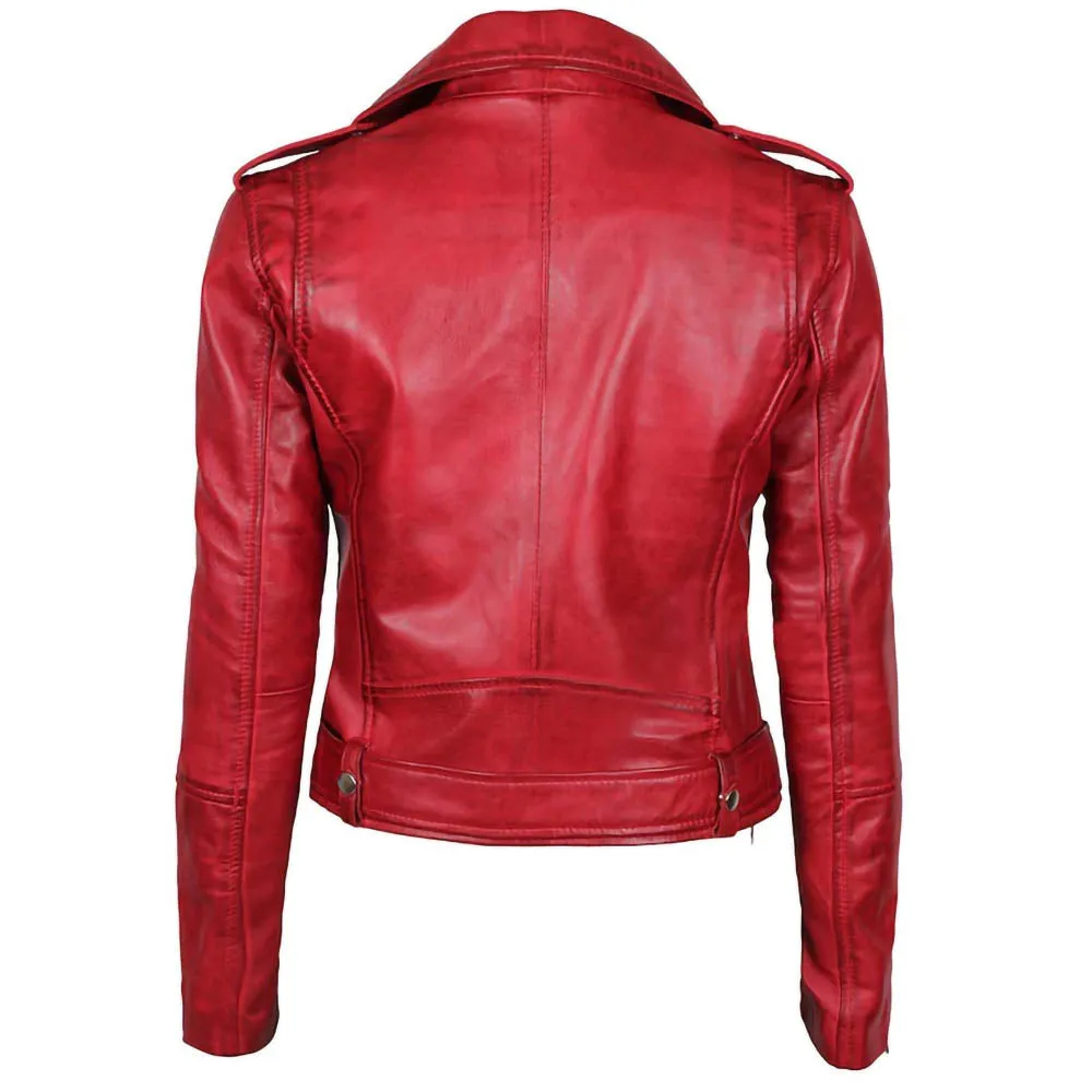 Margaret Red Ladies Leather Jacket