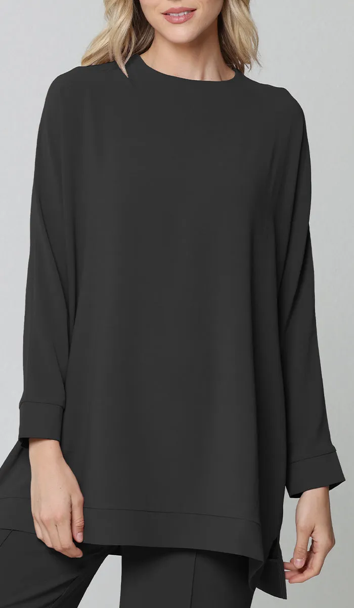 Marvi Loose Dolman Sleeve Shirt - Black