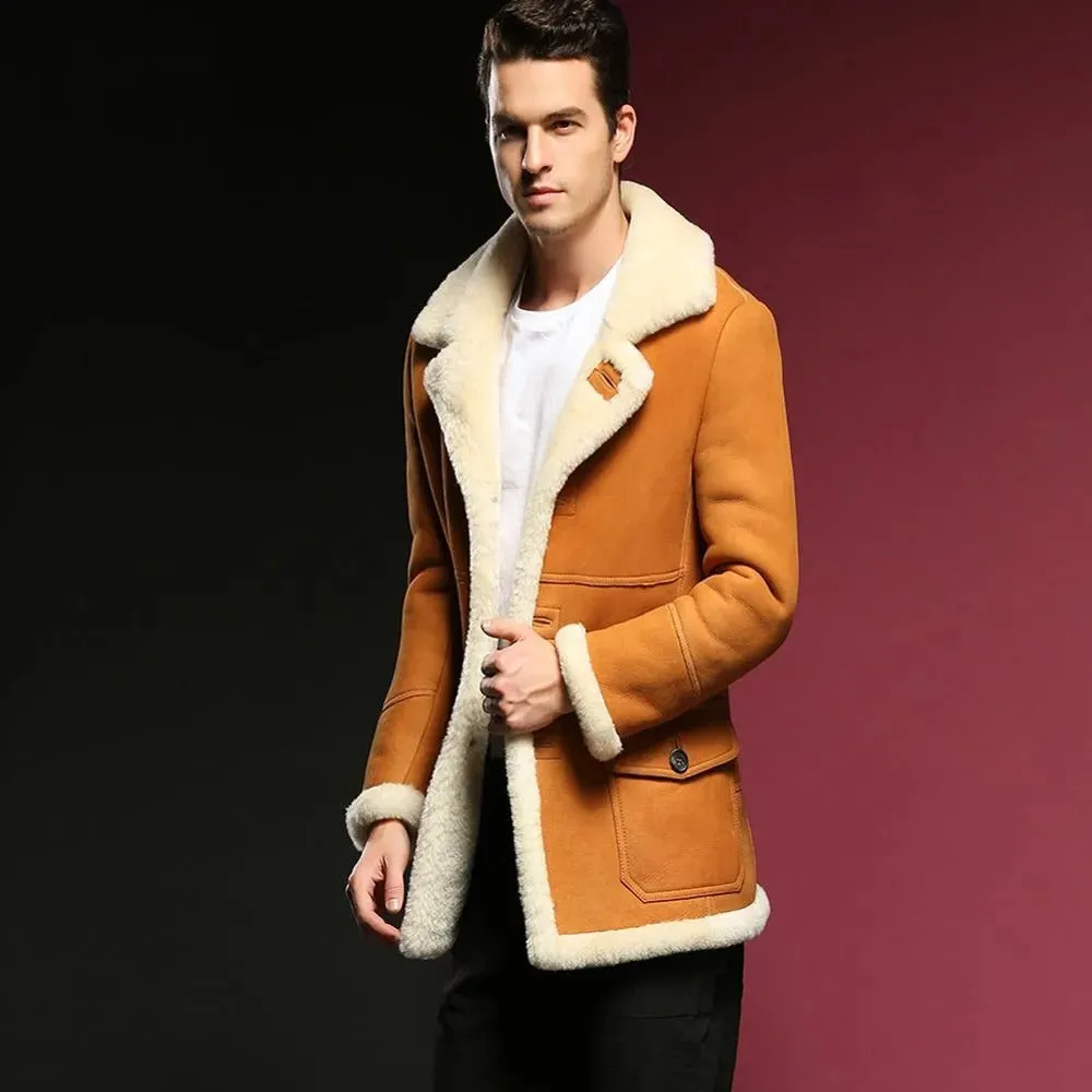 Men's B3 Shearling Jacket - Long Style Fur Coat