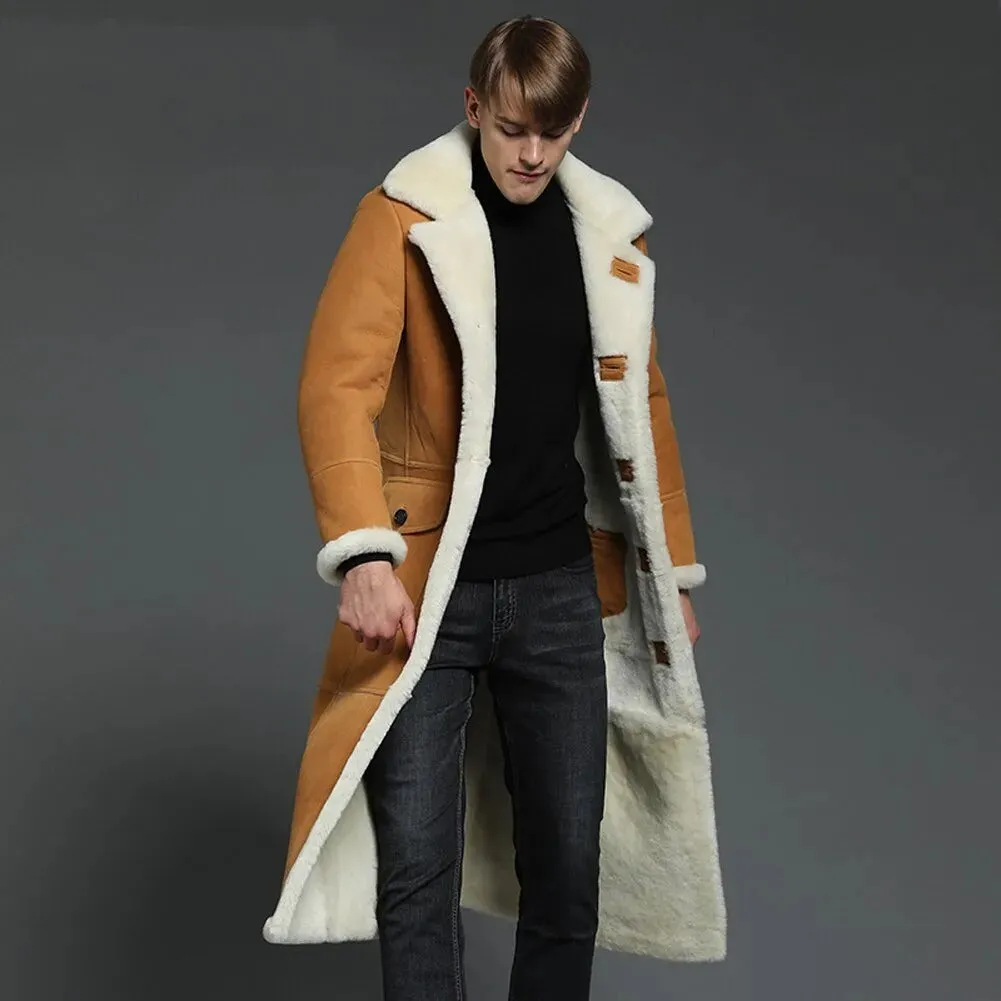 Men's B3 Shearling Jacket - Winter Windbreaker Long Warm Coat